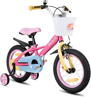 STITCH Macaron 12/14/16/18 Pulgadas Bicicleta Infantil de 3 a 8 años ，Bicicleta Infantil con estabilizador y Cesta