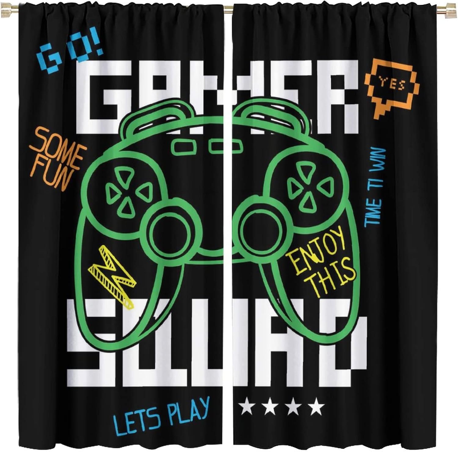 Gaming Curtains for Boys Bedroom Games Curtains,Modern Game Controller Blackout Rod Pocket Window Drapes for Teen Kids Bedroom Decor W42xL45in