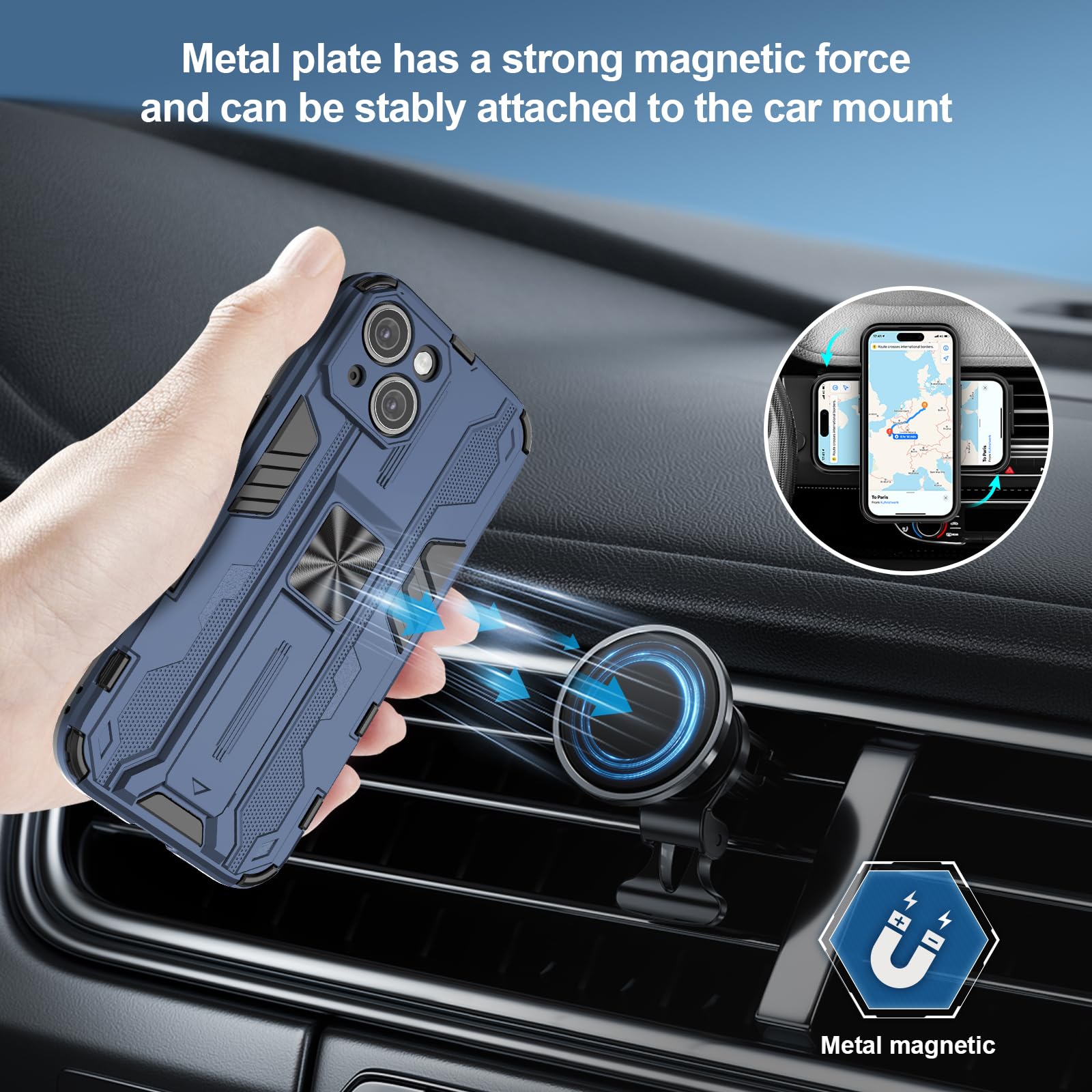 Funda para Xiaomi Redmi Note 15 Pro 5G, Carcasa Antigolpes con Soporte anular metálico, Case Protectora de Grado Militar, Azul — view 749