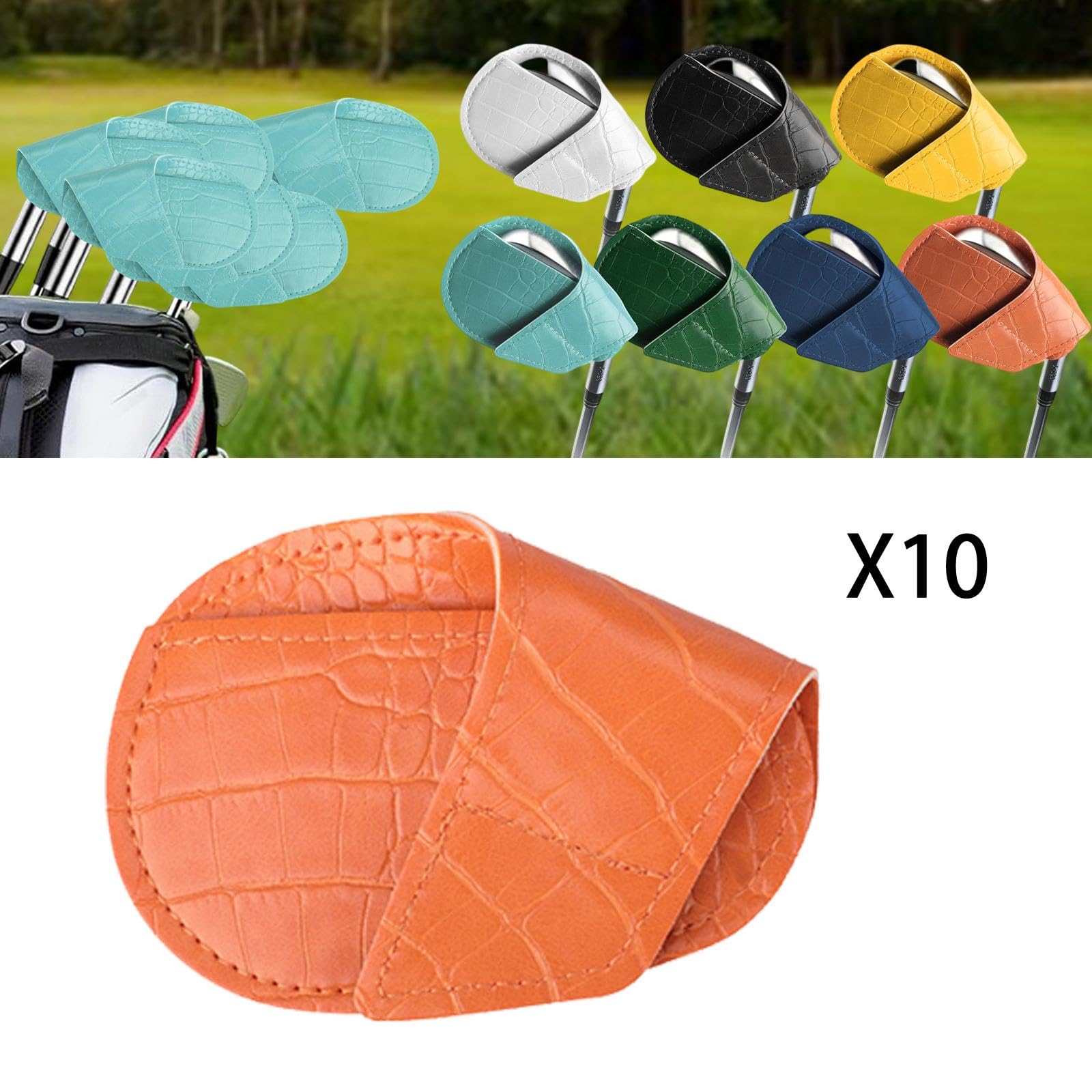 Fenteer 10 Pièces Housses de Tête de Fer de Golf Protège-fers Ensemble Club Protège-Couvre-Club PU Cuir Imperméable Protection Convient Aux Cadeaux Sa