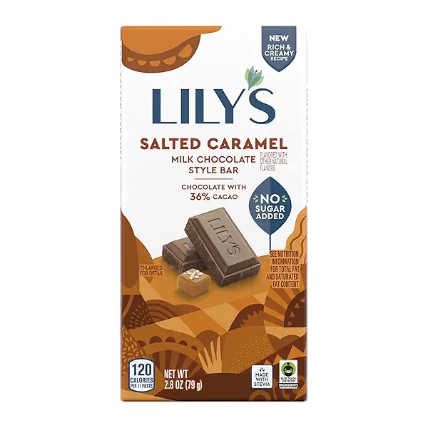LILY'S Salted Caramel Flavored Milk Chocolate Style No Sugar Added, Sweets Bar, 2.8 oz 3