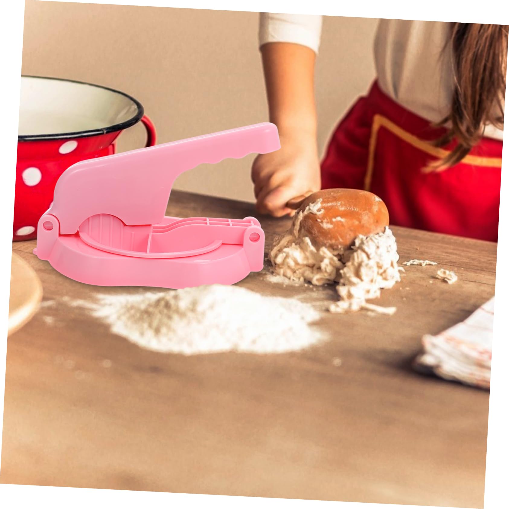 TOPPERFUN 1Pc Dumpling Wrapper Dough Presser Ergonomic Kitchen Tool for Easy Pastry Dough Cutting for Making Dumplings Ravioli and Biscuits Design