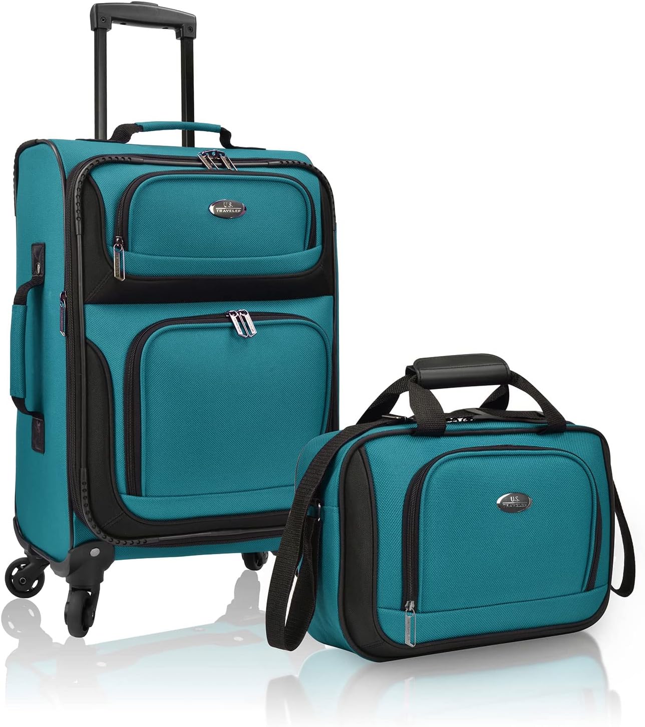 Rio Lightweight Softside Rolling Carry-on Suitcase, 4-Wheel Set, Teal