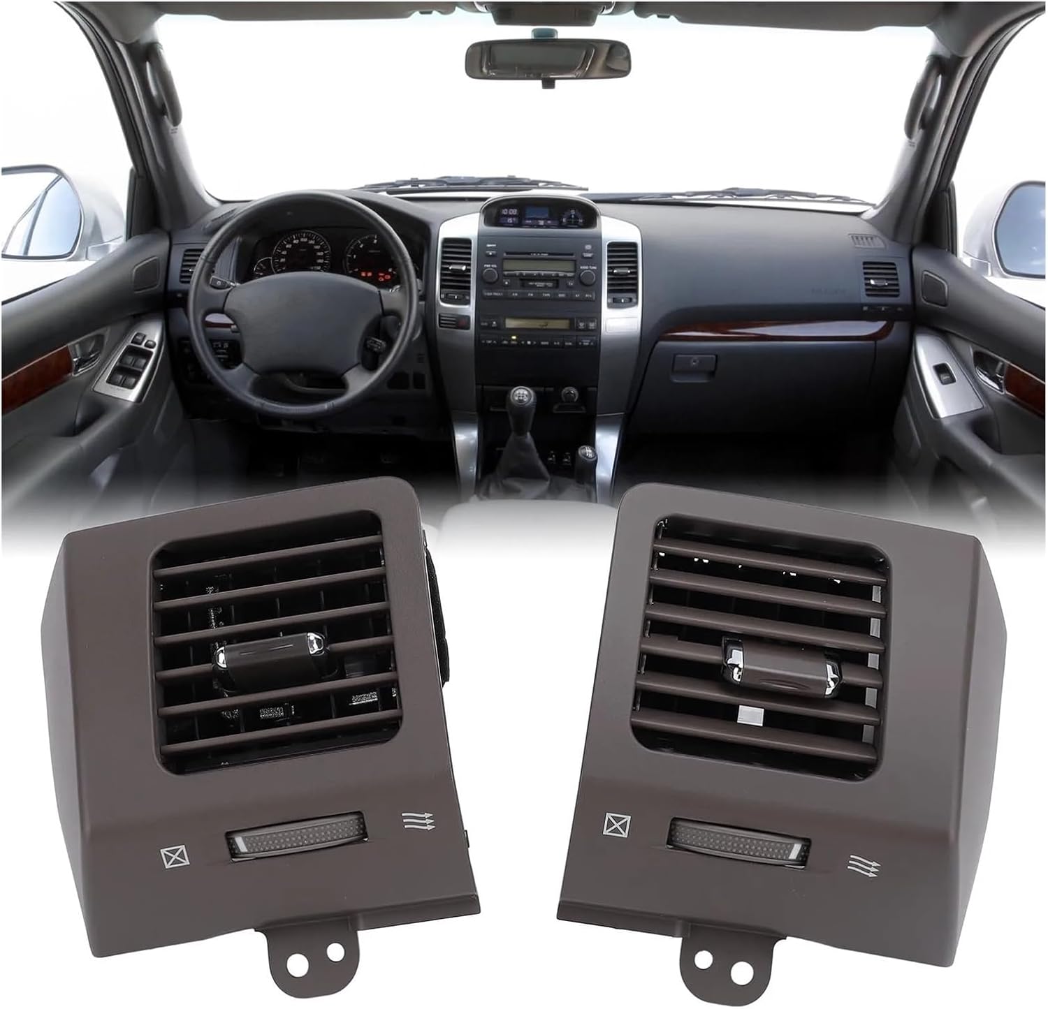 1 P Car Vent Outlet Improved Flow board Vent Fit For Land Cruiser Prado J120 2002 to 2009 Grey