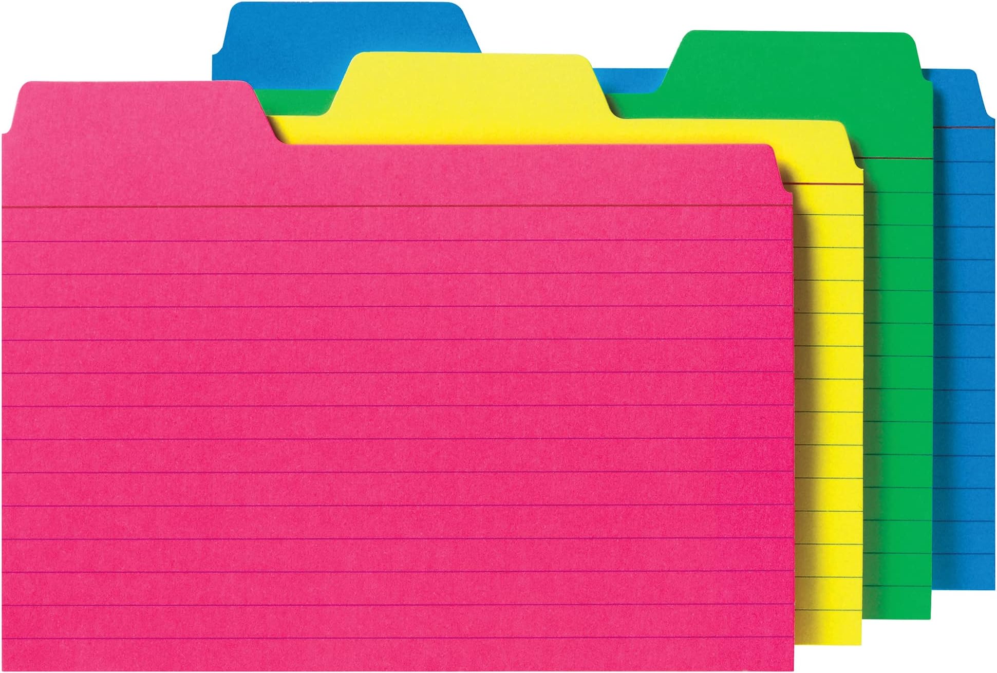 4x6 Tabbed Index Card, Neon, 48 PK