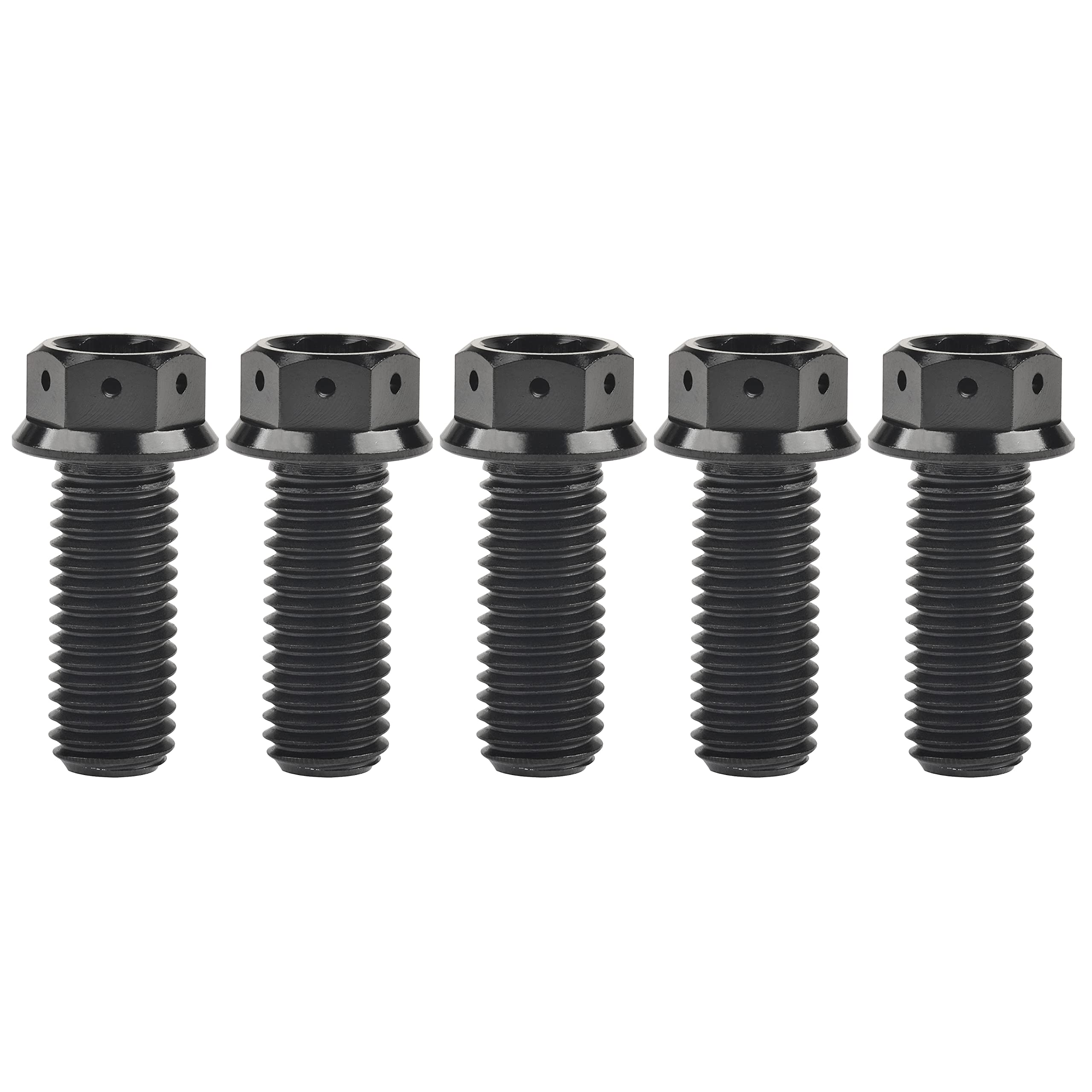 Ruifu Titanium M6 M8 M10 10 15 20 25 30 35 40 45 50 55 60 65 70 75 80 85 90mm Flange Allen Key Head Bicycle Bolts Screws Pack of 5 (Black, M10x25mm Pitch1.25)