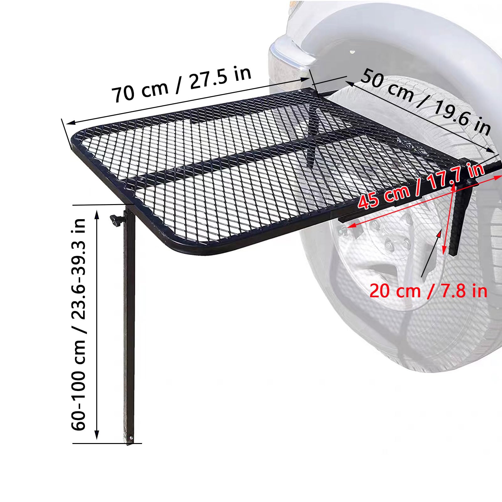 Table à tréteaux portable pour pneus de voiture pour l'extérieur, café, salle à manger, cuisine, pique-nique, barbecue, camping, table de camping pliante légère avec hauteur réglable, mini tables de