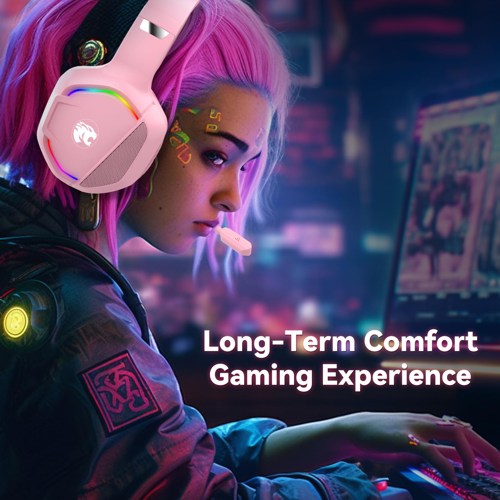 Auriculares para Juegos con micrófono para PC, Xbox One Series X/s, PS4, PS5, Switch, Auriculares estéreo con cancelación de Ruido con micrófono, RGB, para computadora, portátil, Mac, Nintendo, Gamer | Cancelación de ruido sobre la oreja con cable RGB par