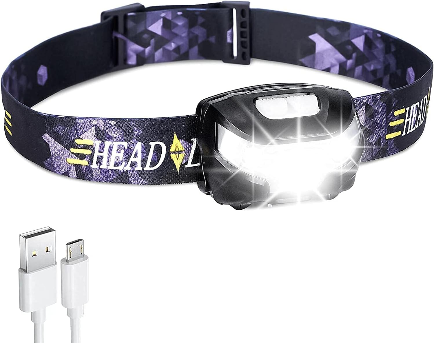 TECHVIDA USB charging head light T6 glare with red light mosquito repellent warning light Outdoor waterproof long-range night fishing headlight miner's lamp (T6)