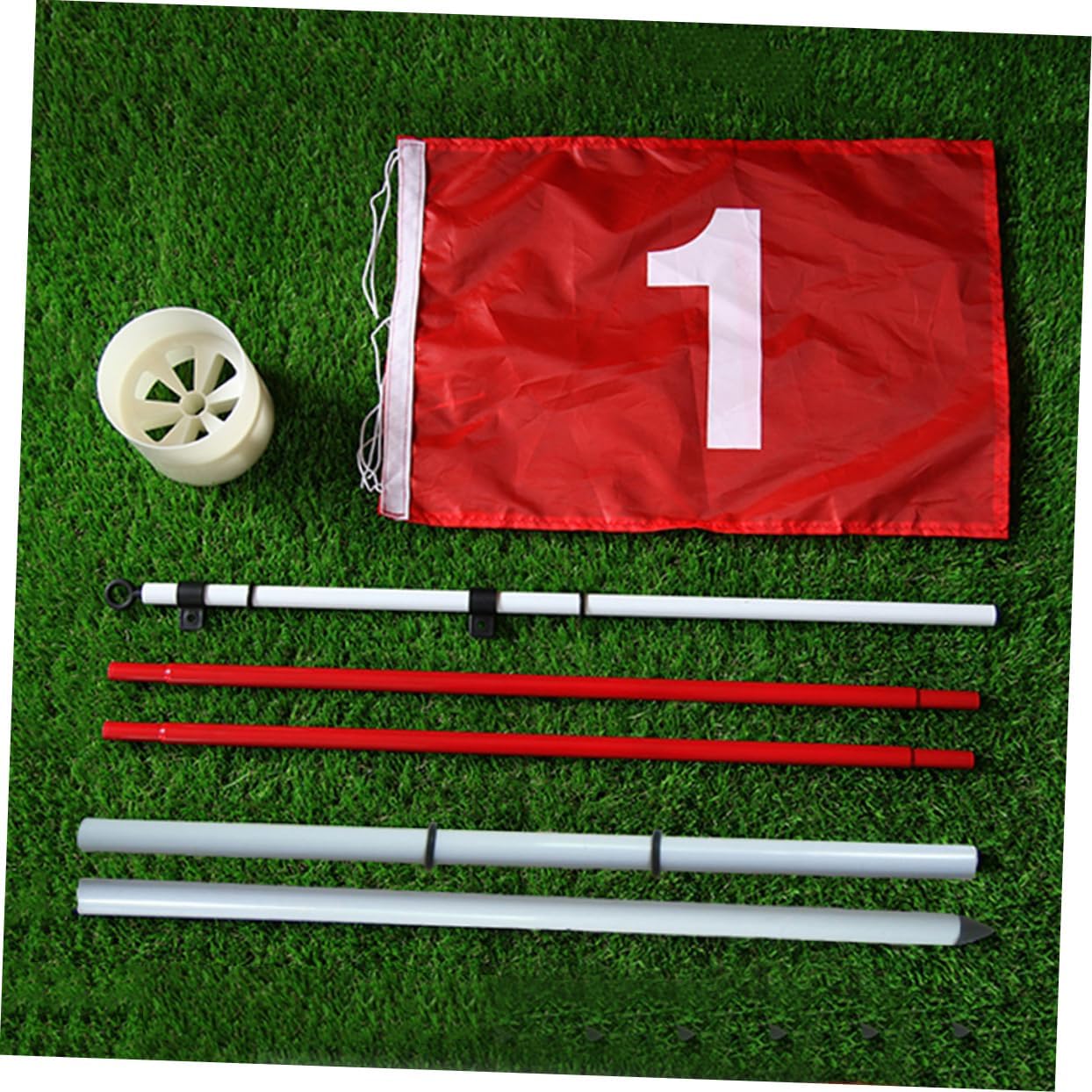 HANABASS Flag Stick Practice Pole Set Section Golf Flagpole Hole Cup for Backyard Putting Green Training