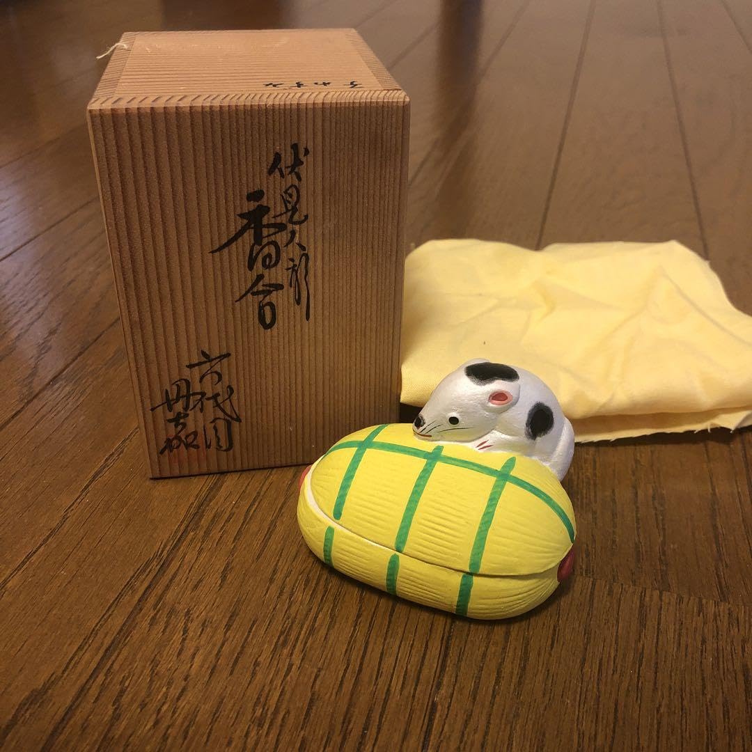 Amazon.co.jp: 香合 茶道具 六代目 丹嘉 伏見人形 ねずみ 子 干支 共箱