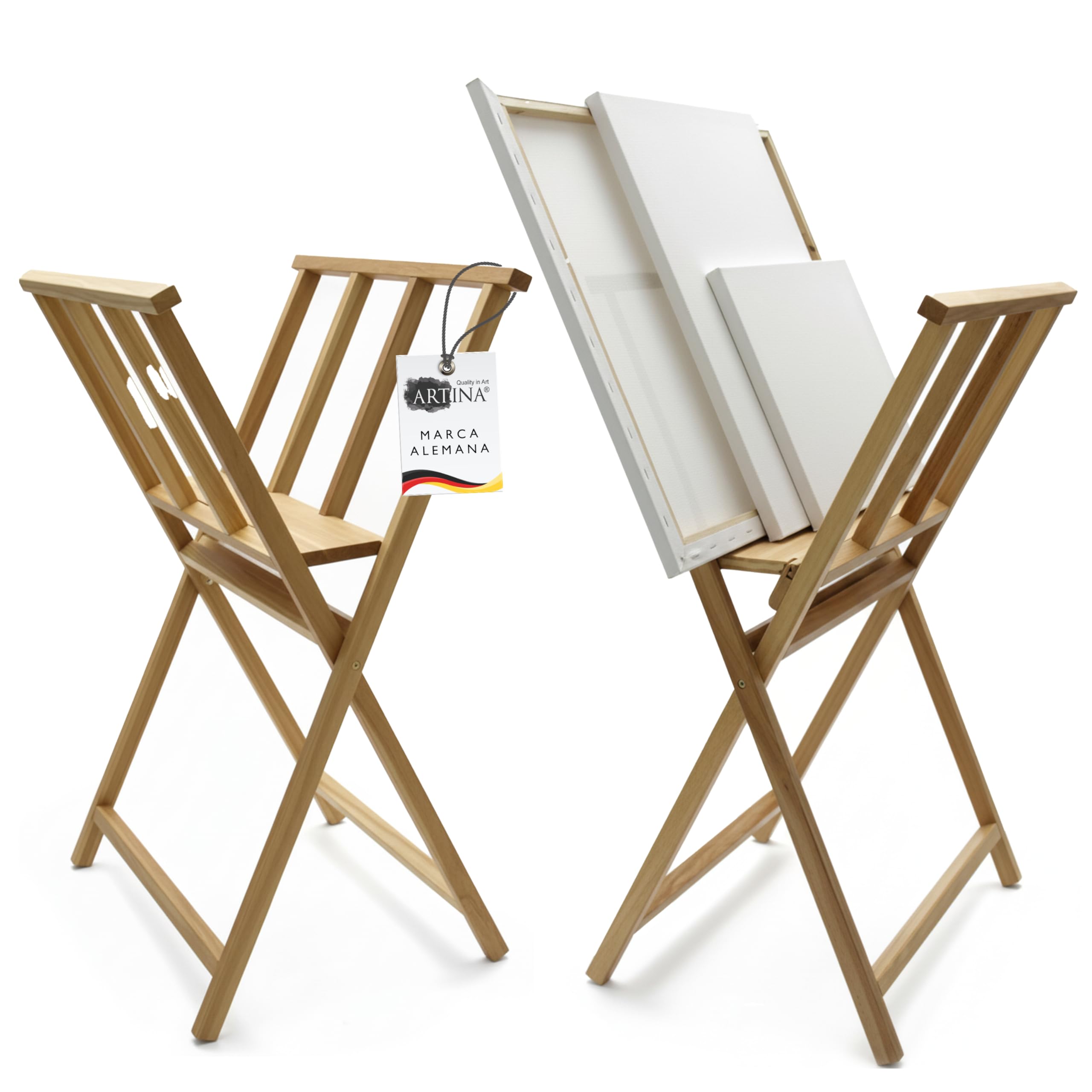 Artina Caballete Plegable de Madera Soporte para lienzos y Cuadros Calidad | 65x48x71cm de estudio ideal para secar o guardar y haya gráfico pintura atril Materia