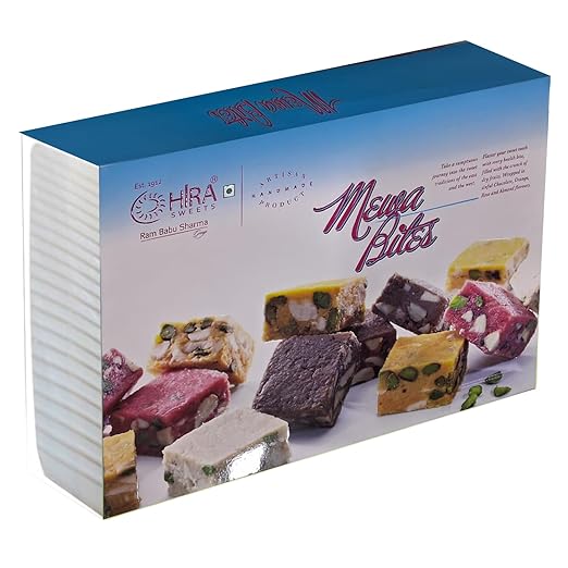 HIRA SWEETS Dry Fruits Barfi | Sweets For Diwali | Mewa Bites Burfi 500 g | Made with Pure Desi Ghee | Handcrafted Indian Traditional Sweets | Indian Mithai | Burfi Sweets | Festival Indian Sweets