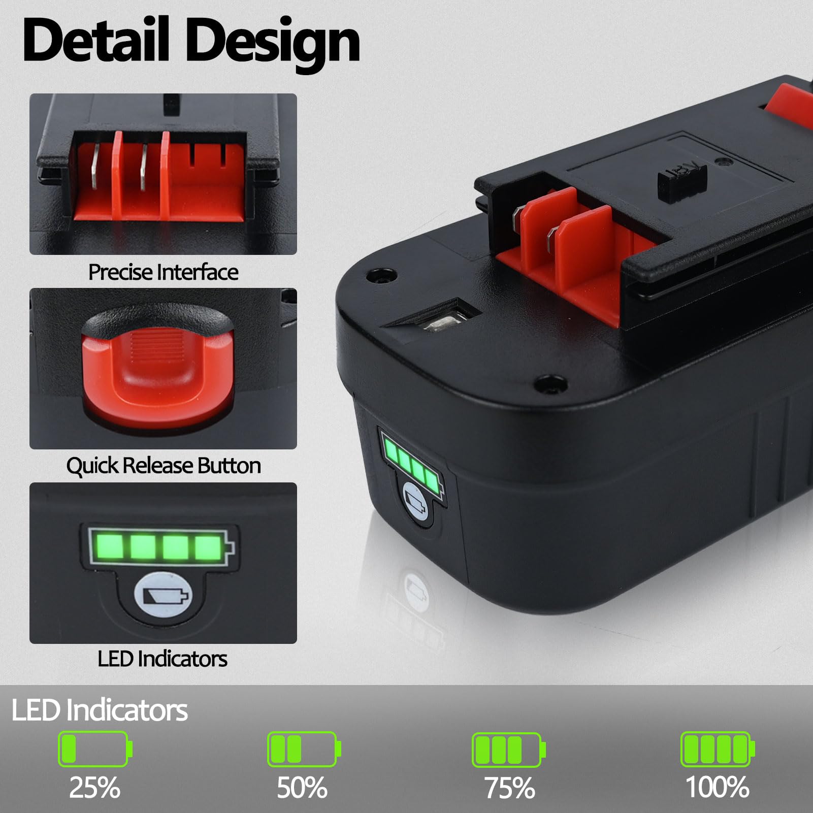 Batterie au lithium 18 V 6,0h HPB18 de rechange pour batterie Black and Decker 18 V 244760-00 HPB18 A1718 A18 A18E A18NH HPB18-OPE FS180BX FS18BX FS18FL FSB18 Firestorm 18 V