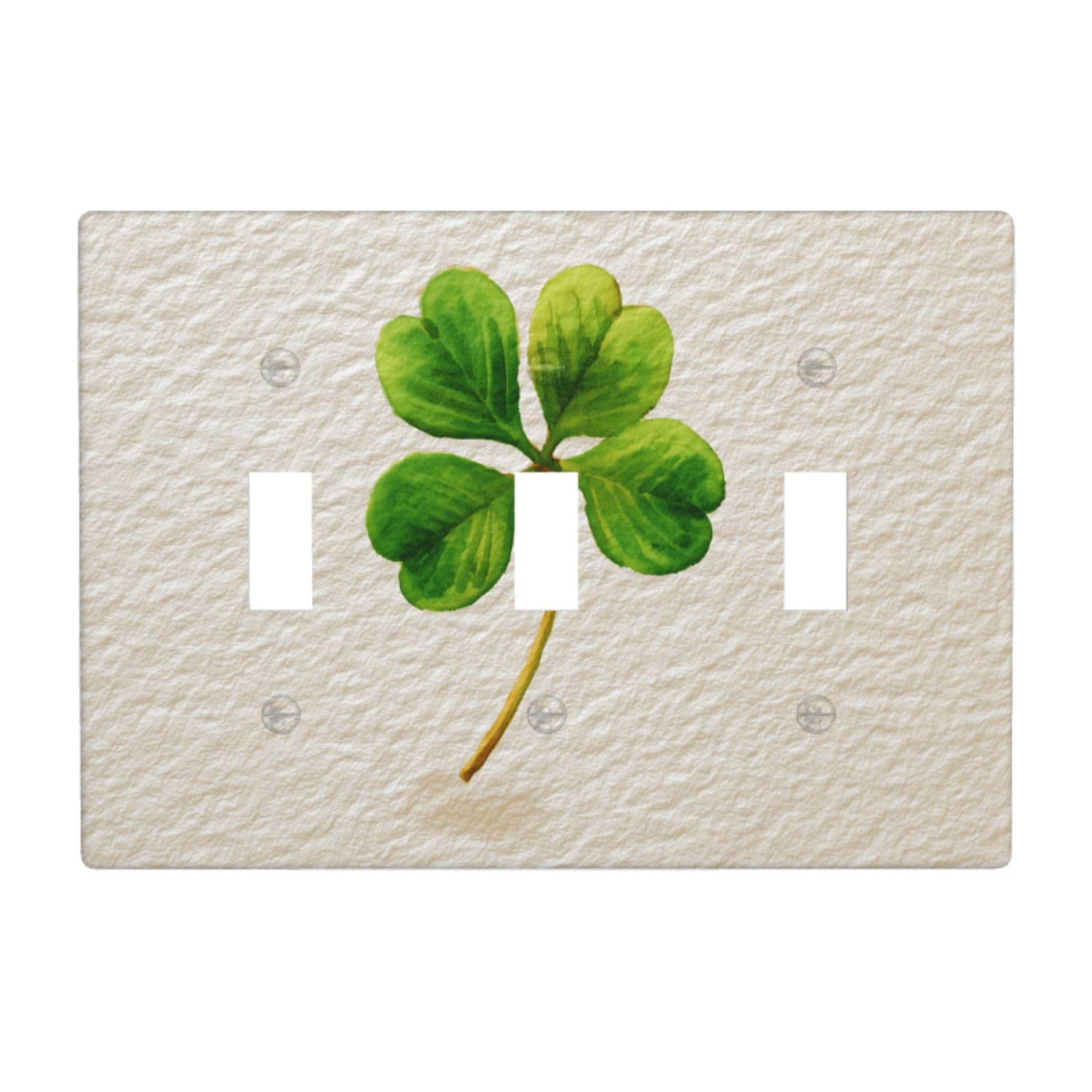 Lucky Shamrock On Beige Light Switch Covers 3 Gang Triple Toggle Wall Plate Switchplate Electrical Faceplate for Bathroom Kitchen Bedroom Decor