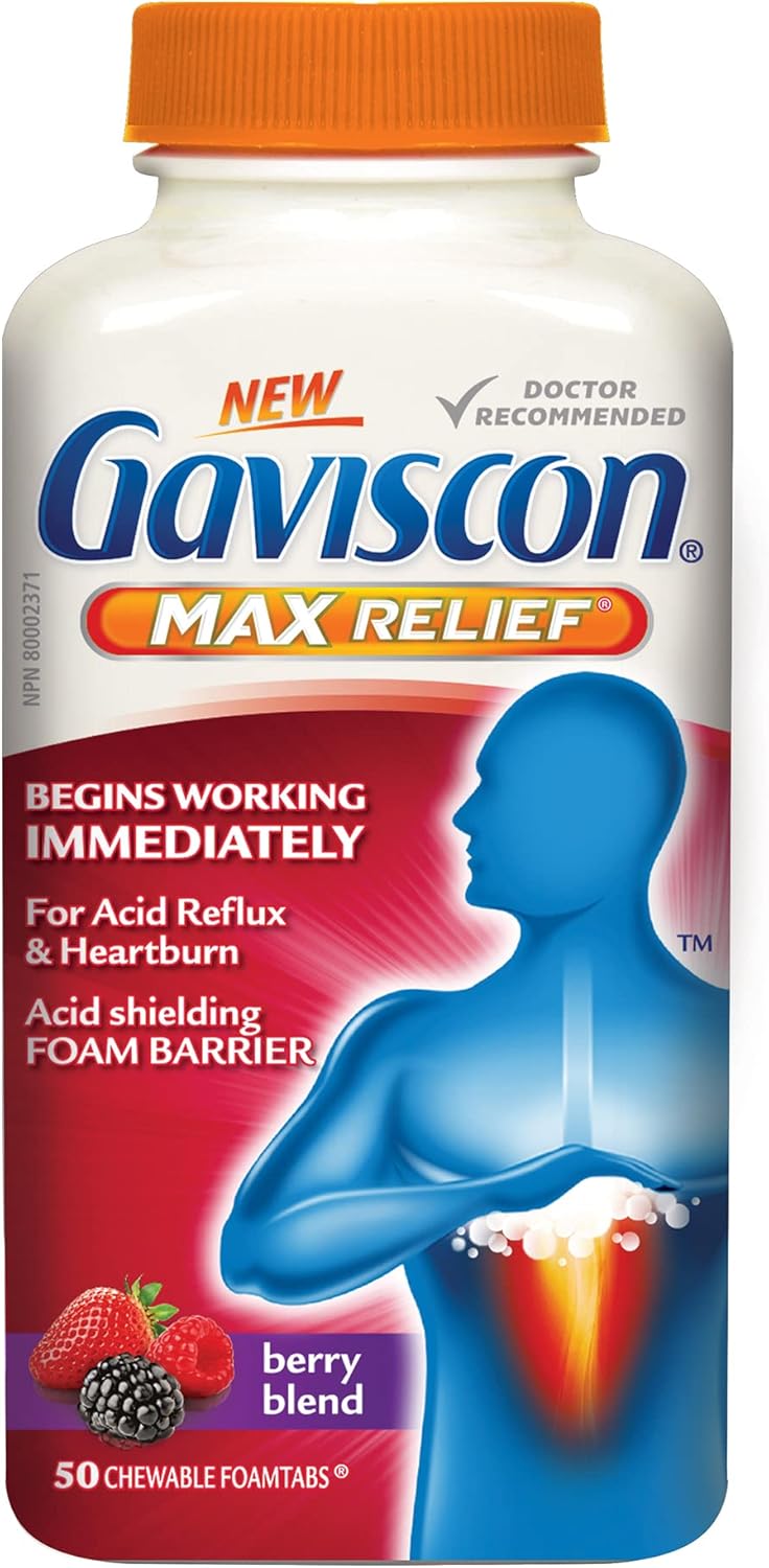 Gaviscon Max Relief Tablets 50 Count Chewable Foaming Antacid