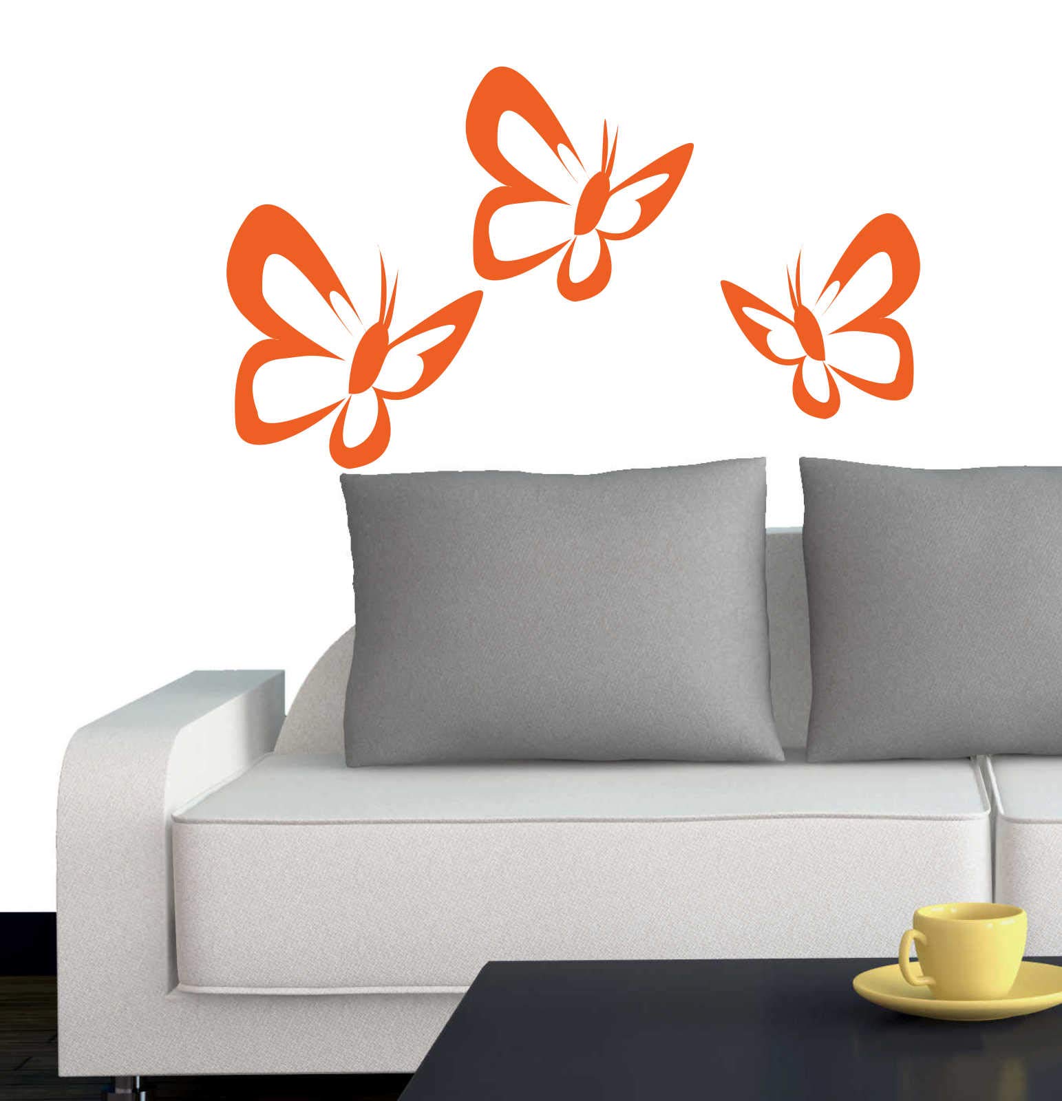 Adesivi Murali Farfalle INDIGOS UG – 20 Pezzi Arancioni – Decorazione Per Cameretta E Soggiorno