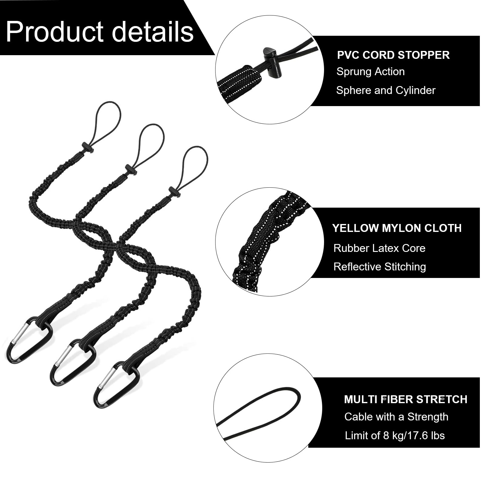 6 Pièce Cordon de Sécurité pour Travaux en Hauteur, Longe à Outils, Laisse à Outil de Sécurité Rétractable, Outil de Protection Contre Les Chutes, Limite de Poids Maximum10-15KG Longe de Sécurité