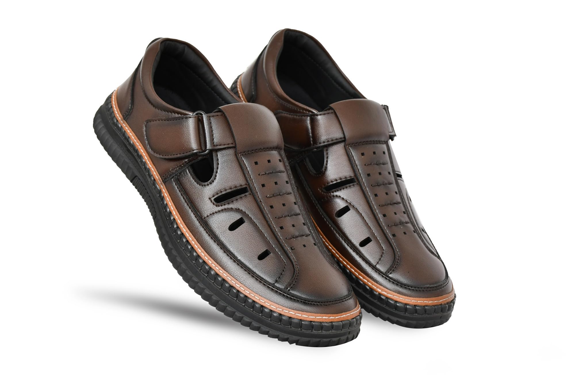 FAV SHOES Leather Adjustable Sporty Summer Closed Comfortable Toe Sandals Casual for Men (Brown Color) Size-10 (B0D49S4W4Z) Amazon Price History, Amazon Price Tracker