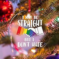 Vista 6 de We are All Equal - Adornos de Navidad bisexuales, orgullo arco iris, gay, LGBTQ, decoración de árbol de Navidad, recuerdo, novedad gay, adornos