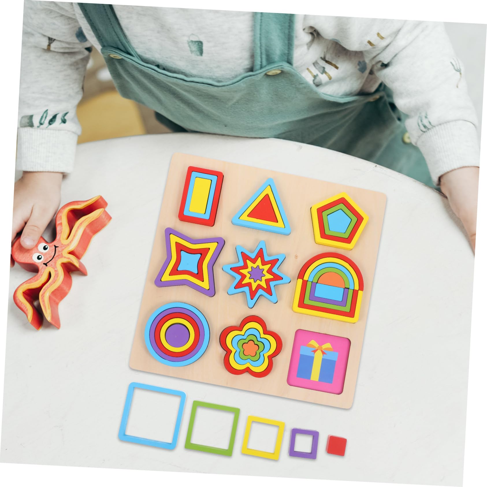 Bloques de Madera para Rompecabezas de Formas Geométricas Juguete Educativo Montessori de Desarrollo Motricidad Fina y Creatividad Seguro y Duradero para Bebés y Pequeños