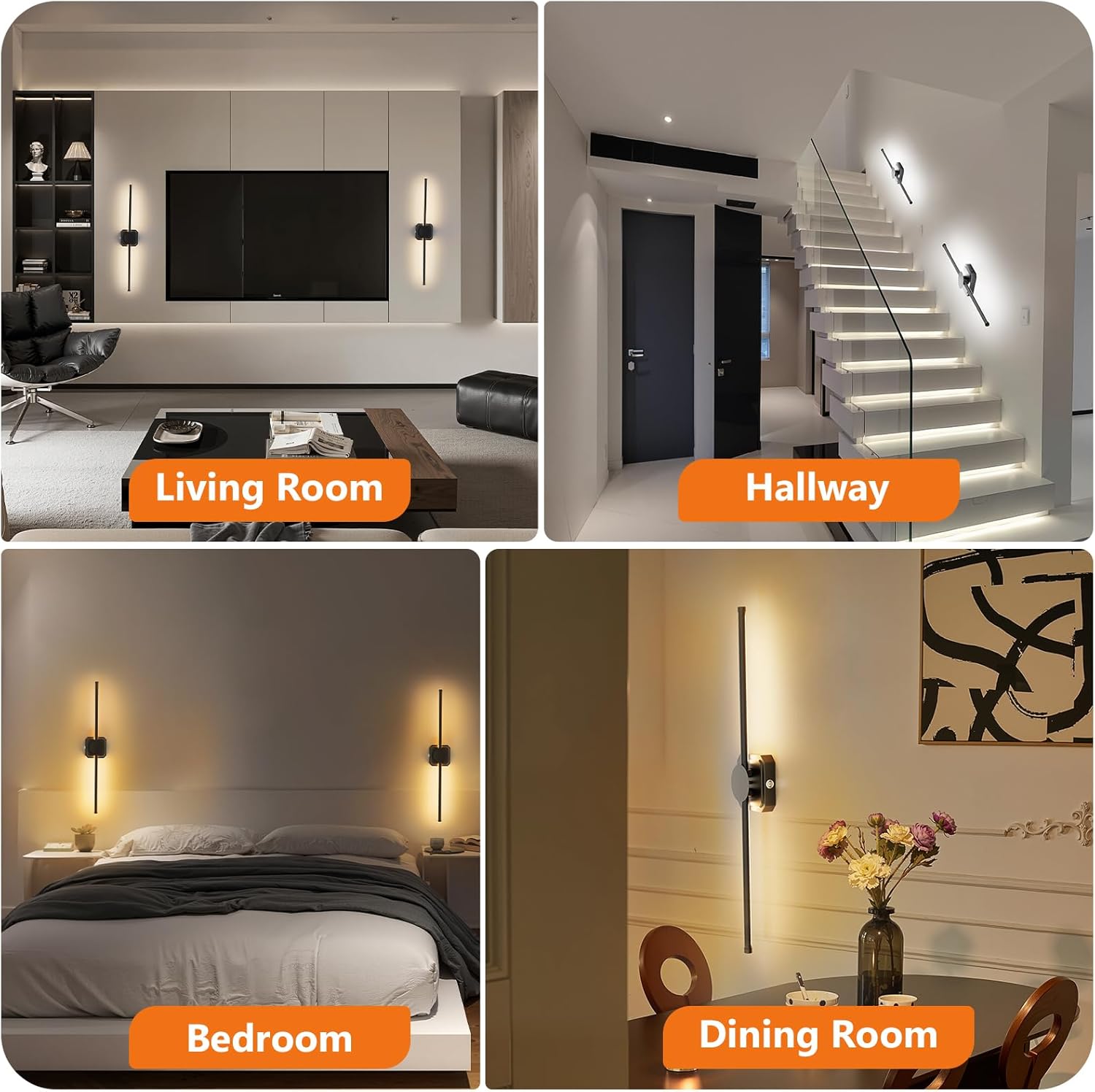 28In Battery Operated Wall Sconce Set of 2, USB Rechargeable Wall Sconces (10000mAh) with Remote Control, 350° Rotatable Dimmable 3-Color Temperature LED Wall Lights for Living Room, Bedroom, (2 Pack)