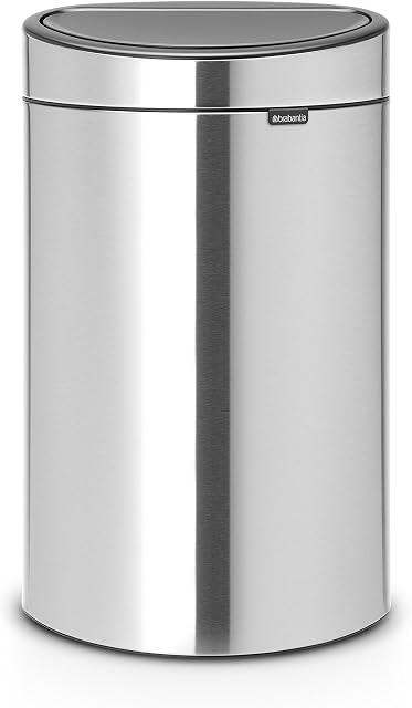 Brabantia Touch Bin New Recycle - 10 + 23 Litre Inner Buckets (Matt Steel) Flat-Backed Waste/Recycling Kitchen Bin with Removable Sorting Compartments