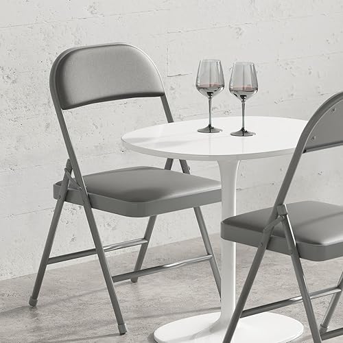 Miniatura 7 de Nazhura Paquete de 4 sillas plegables con cojines de vinilo acolchados con cojín cómodo y marco de acero duradero para el hogar y la oficina, para