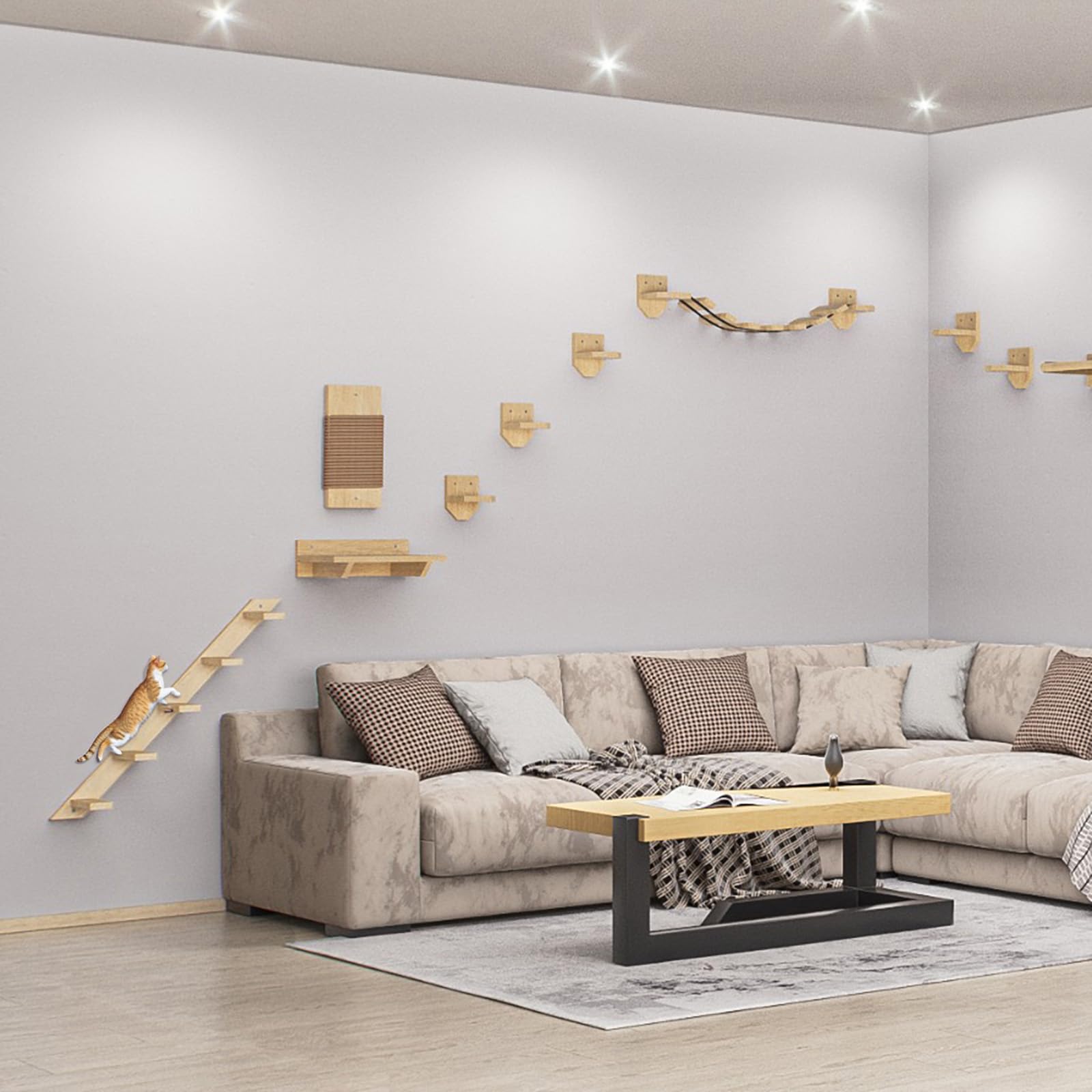 Mur d'escalade pour chat, chaise longue, lit pour chat - étagère XXL, montage rural (kit mur d’escalade)