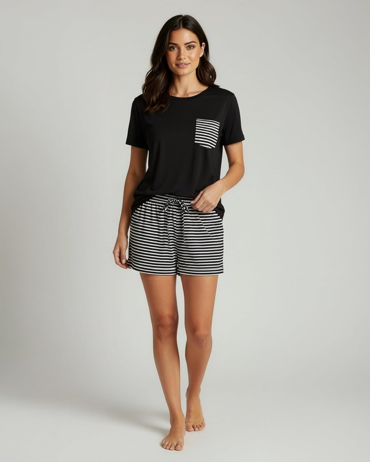 Real Essentials 2 Pack: Women’s Short Sleeve Pajama Short Set - Comfy Lightweight Soft Lounge Sleepwear (Plus - Image 4