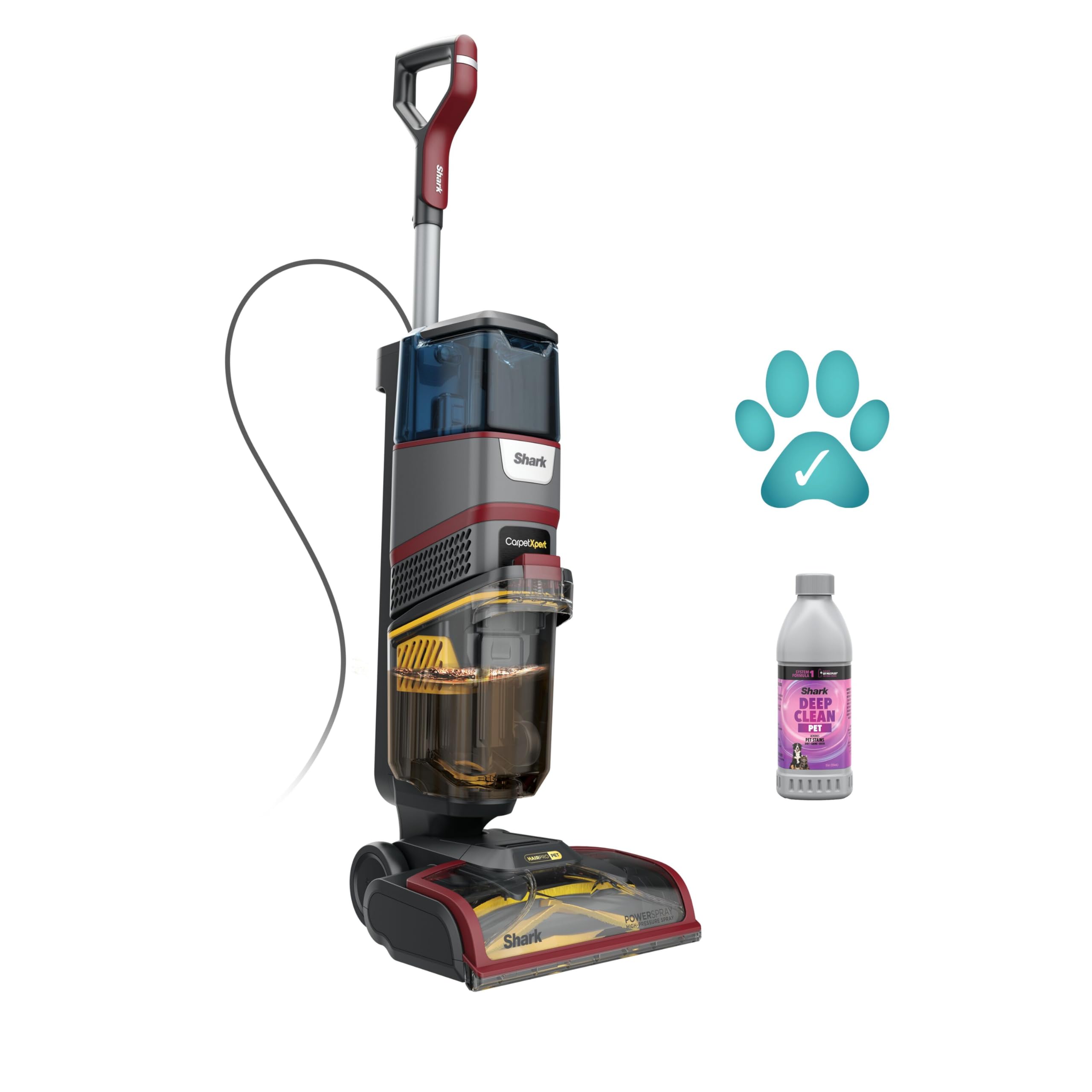 SharkCarpetXpert HairPro Pet Carpet Cleaner with Anti-Clog, Anti-Clump, Anti-Tangle, Removes Stains & Odours from Carpets & Rugs, Includes Deep Clean Pet Formula, 1000W, EX220UK