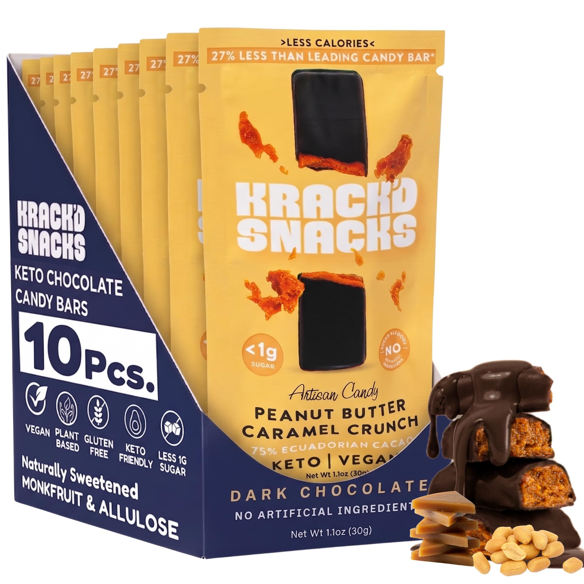 Amazon.com : Krack'd Snacks Keto Chocolate Snack Bars 10 Pk