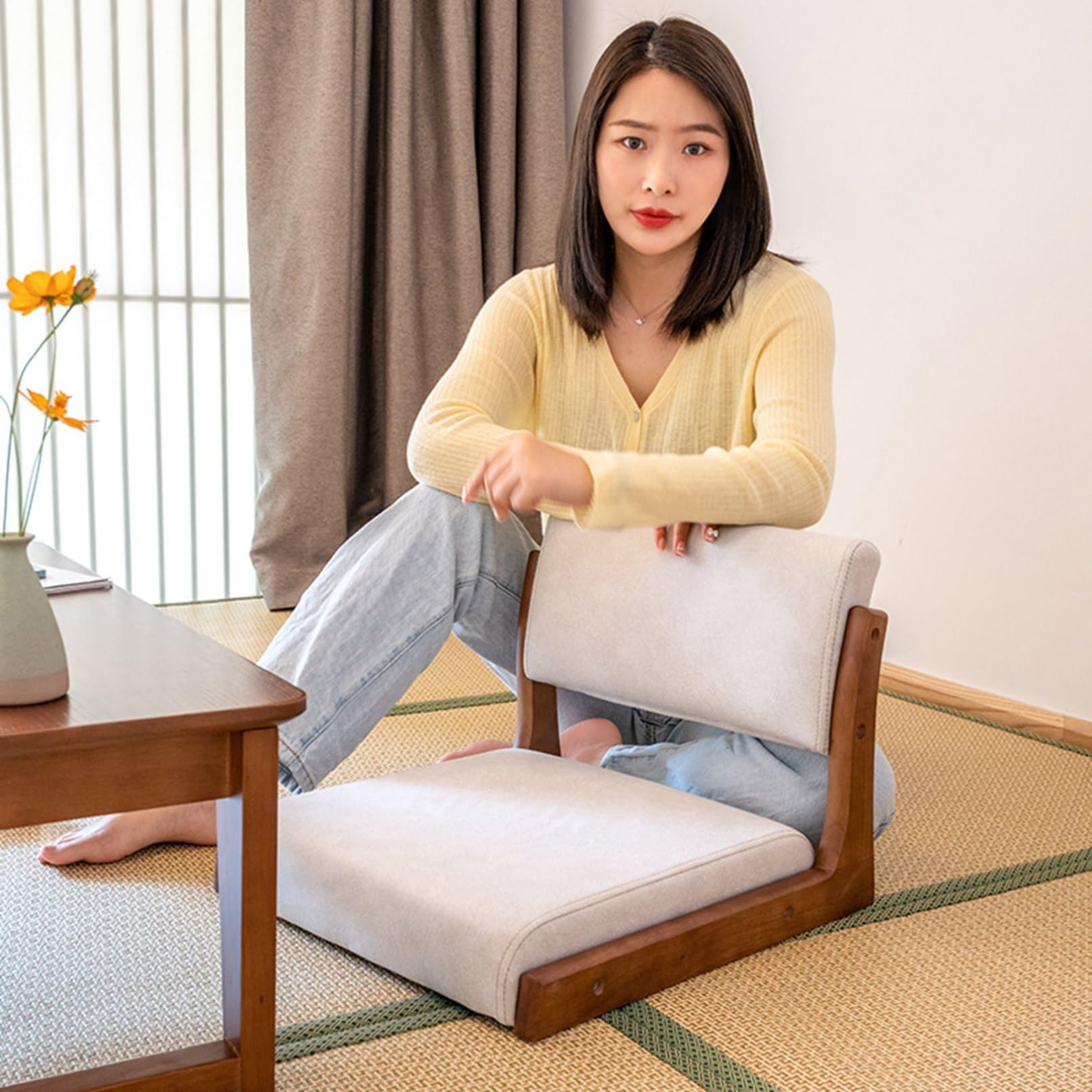 Amazon｜和室の椅子 畳椅子 座椅子 木製 お座敷 フロアチェア 一人掛け