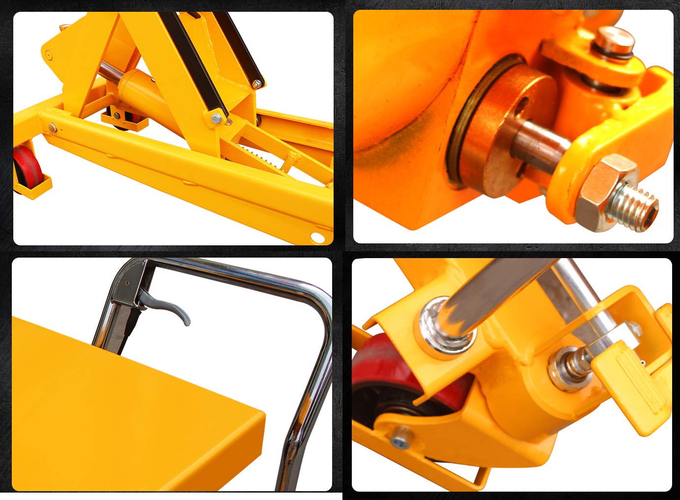 Plataforma de elevación hidráulica de tijera manual, carros de transporte de material móvil, 500 kg, rueda fija de 360 grados (905 mm x 500 mm x 2000 mm)