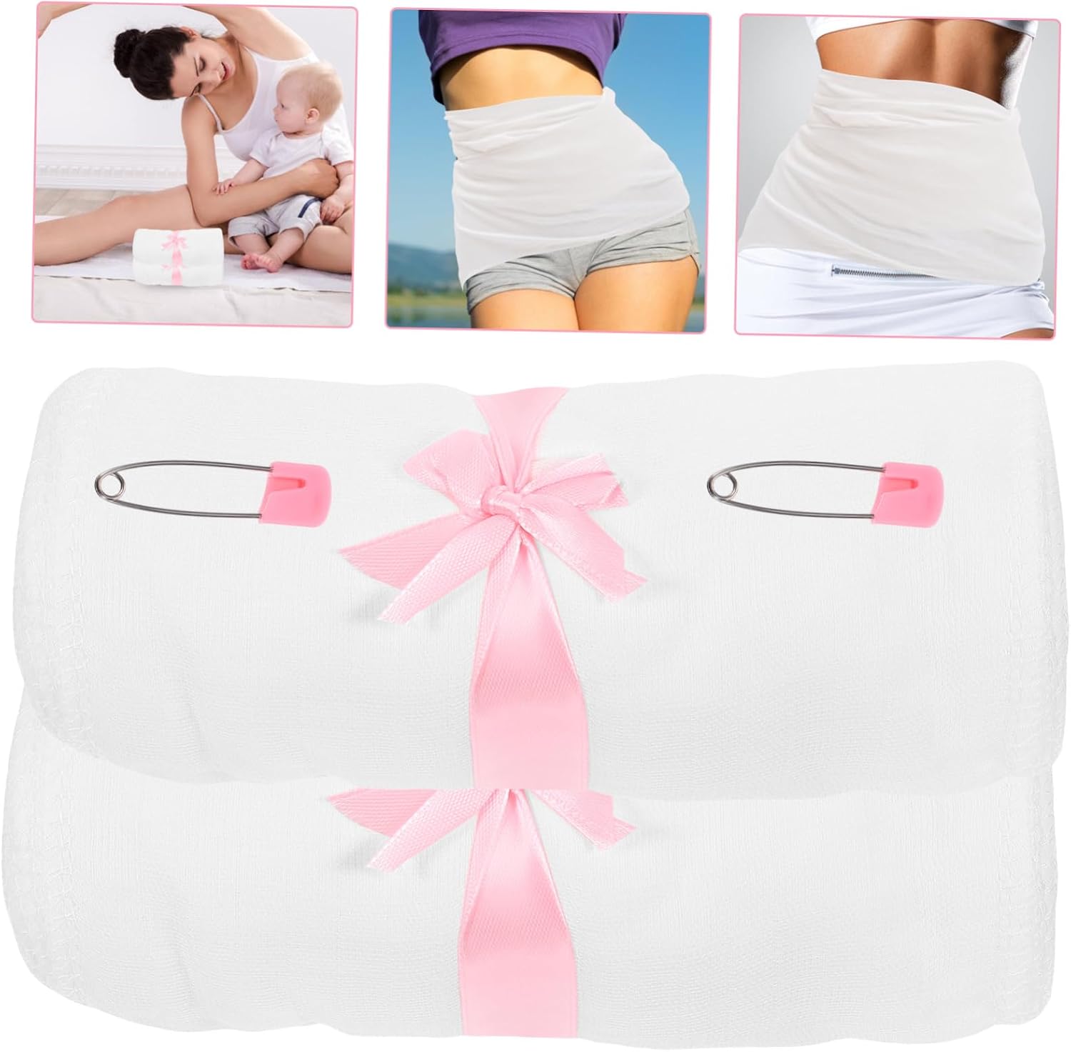 NOLITOY 2rolls Pure Cotton Maternity Recovery Gauze Postpartum Care Abdominal Girdle Women Waist Band Body Shaper Double-layer Shaping Gauze White