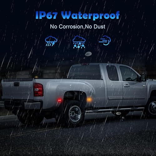 Miniatura 5 de AUYICH Luces LED de posición laterales compatibles con Silverado Sierra 2500HD 3500HD 1999-2014 de repuesto, luces indicadoras traseras rojas