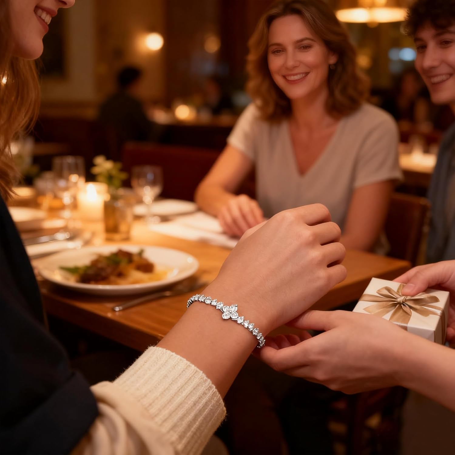 Dainty Gold Silver Flower Star Bow Butterfly Bracelets for Women, Sparkly Adjustable Slider Chain Rhinestone Bracelet Wedding Prom Holiday Fashion Jewelry Gift - Image 5