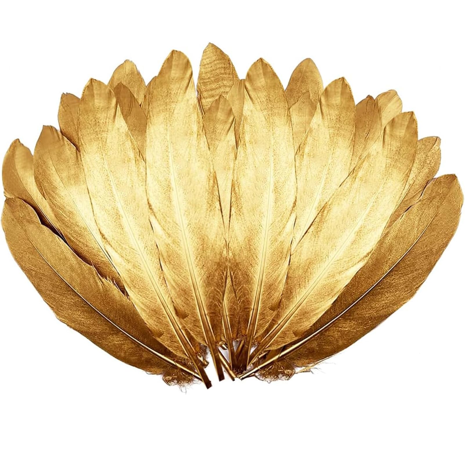 120pcs Glitter Gold Dipped Feather Goose Feathers 6"-8" for Wedding Party Decorations Carfts Festival Costume Crafts Clothing Accessories (120pcs)