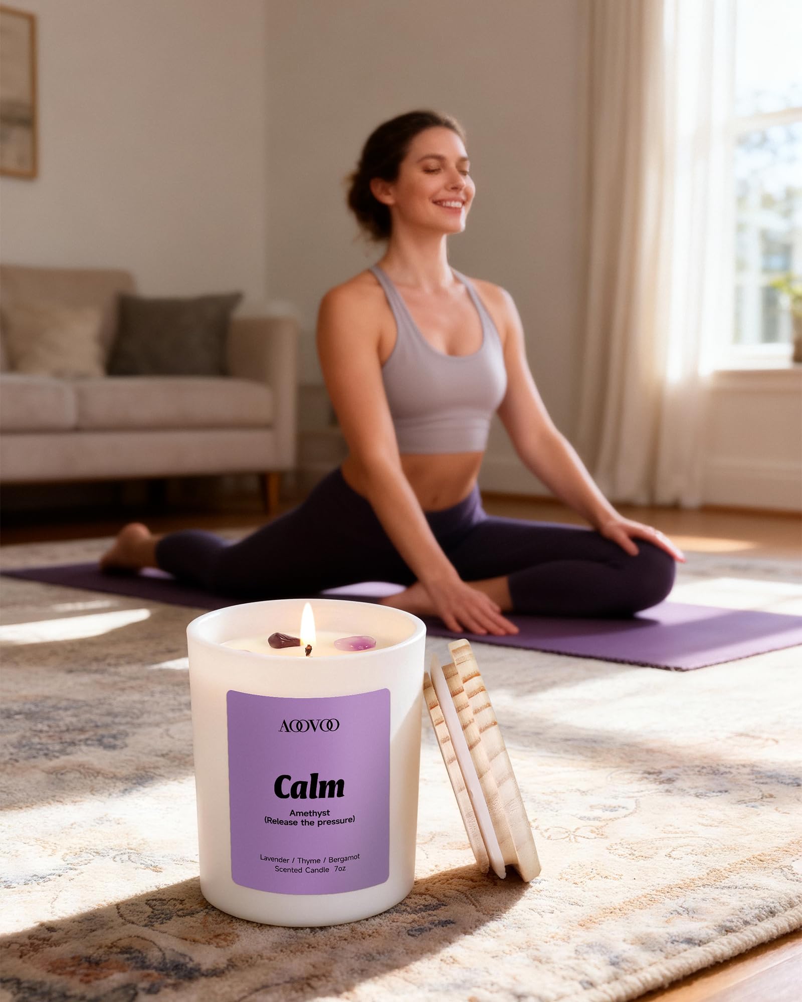 AOOVOO Juego de 4 velas calmantes perfumadas para mujer, 28 oz, 200h, lavanda jazmín nenúfar