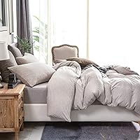 Vista 4 de PURE ERA Juego de funda de edredón de punto de jersey, 100% algodón de camiseta súper suave y cómodo, juego de ropa de cama de 3 piezas con cierre