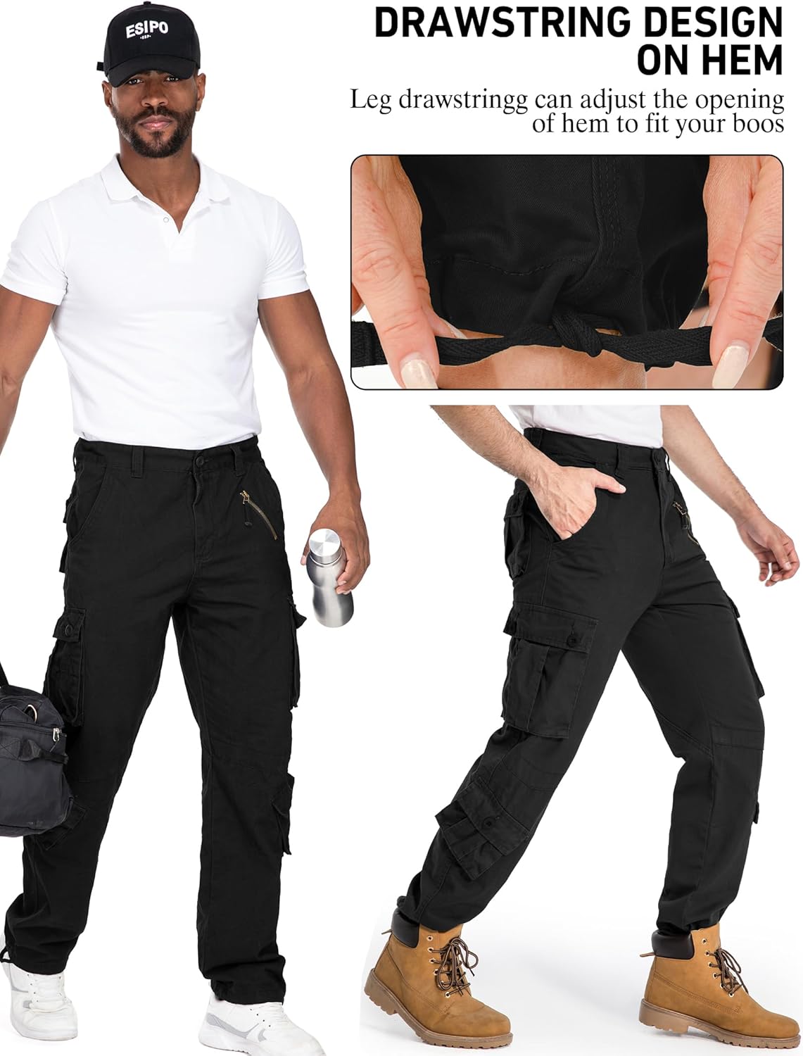 Mens Cargo Pants for Men Casual Military Tactical Rip Stop Work Cotton Pants 8 Pockets - Image 5