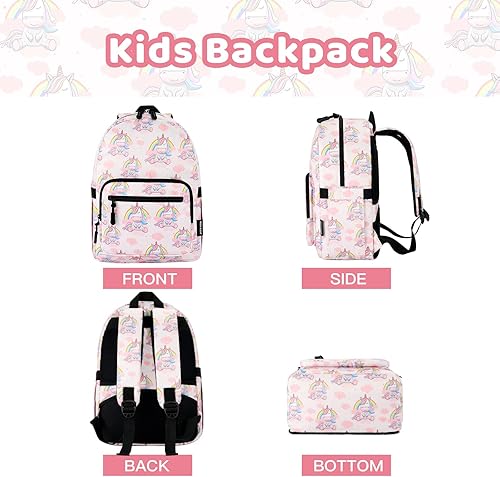 Vista 2 de JOYHILL Mochilas para niños, bonita mochila preescolar ligera resistente al agua, correas de hombro ajustables para niños, Unicornio Apink, Classic