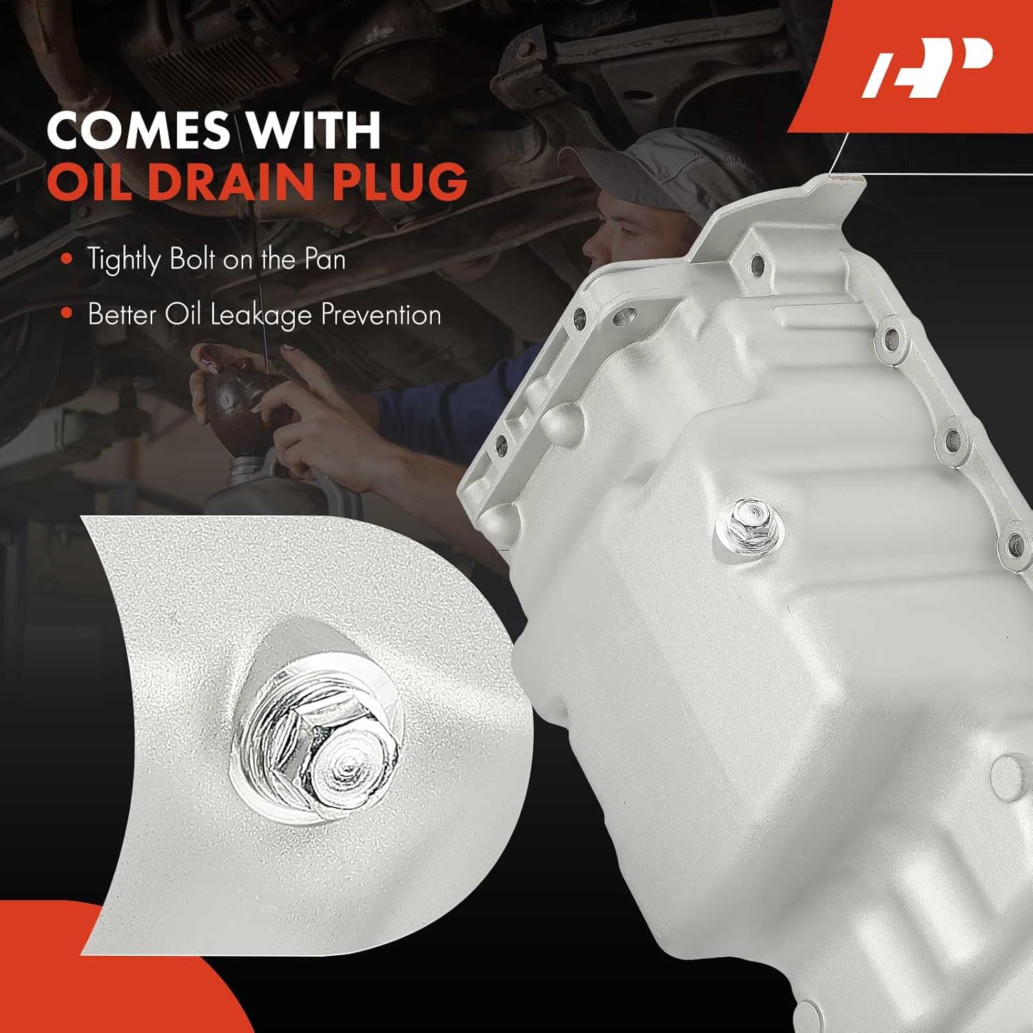 A-Premium Engine Oil Pan Sump with Drain Plug Compatible with Saturn L300 2001-2005, LS2 2000, LW2 2000, LW300 2001-2003, 3.0L