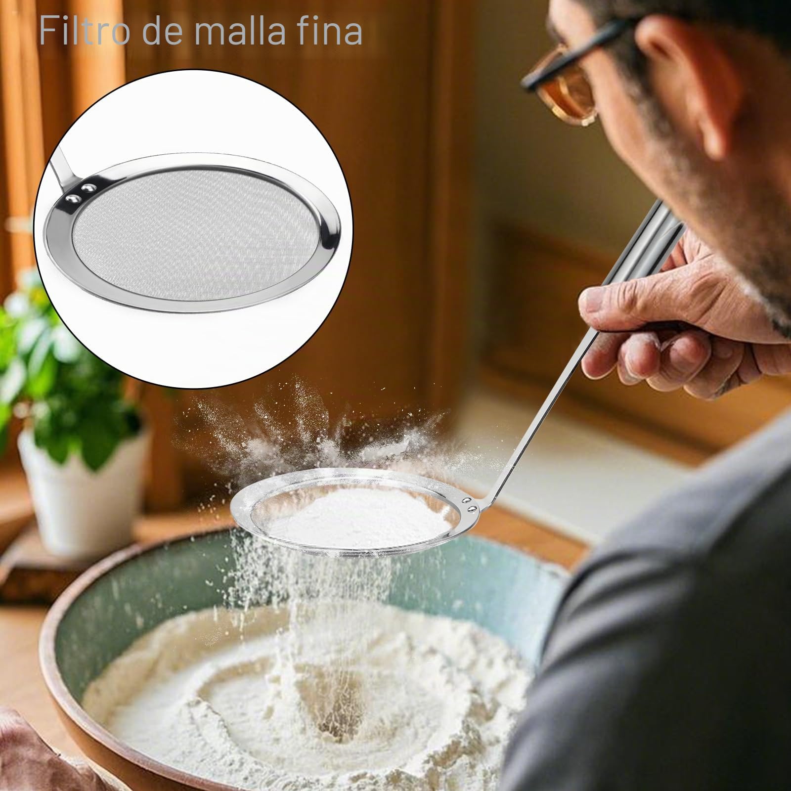 Paleta de espuma de acero inoxidable, juego de colador, colador, cuchara de cocina, colador, colador de araña, paleta de araña, cucharón de telaraña para cocinar, asar, guisar, olla caliente