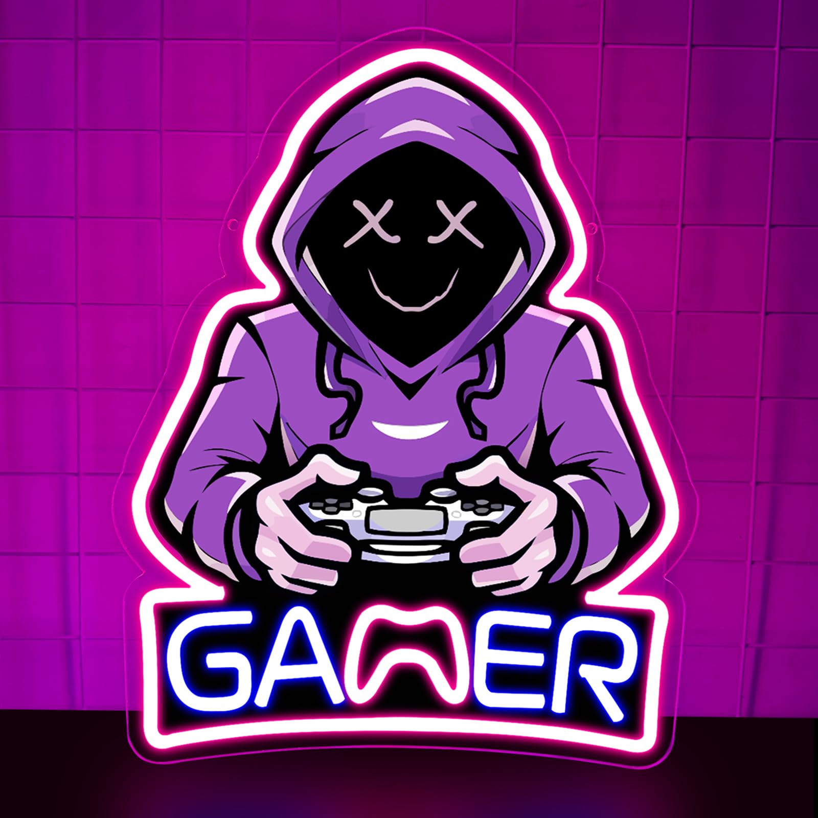 Gamer Man neonowa tabliczka fioletowa