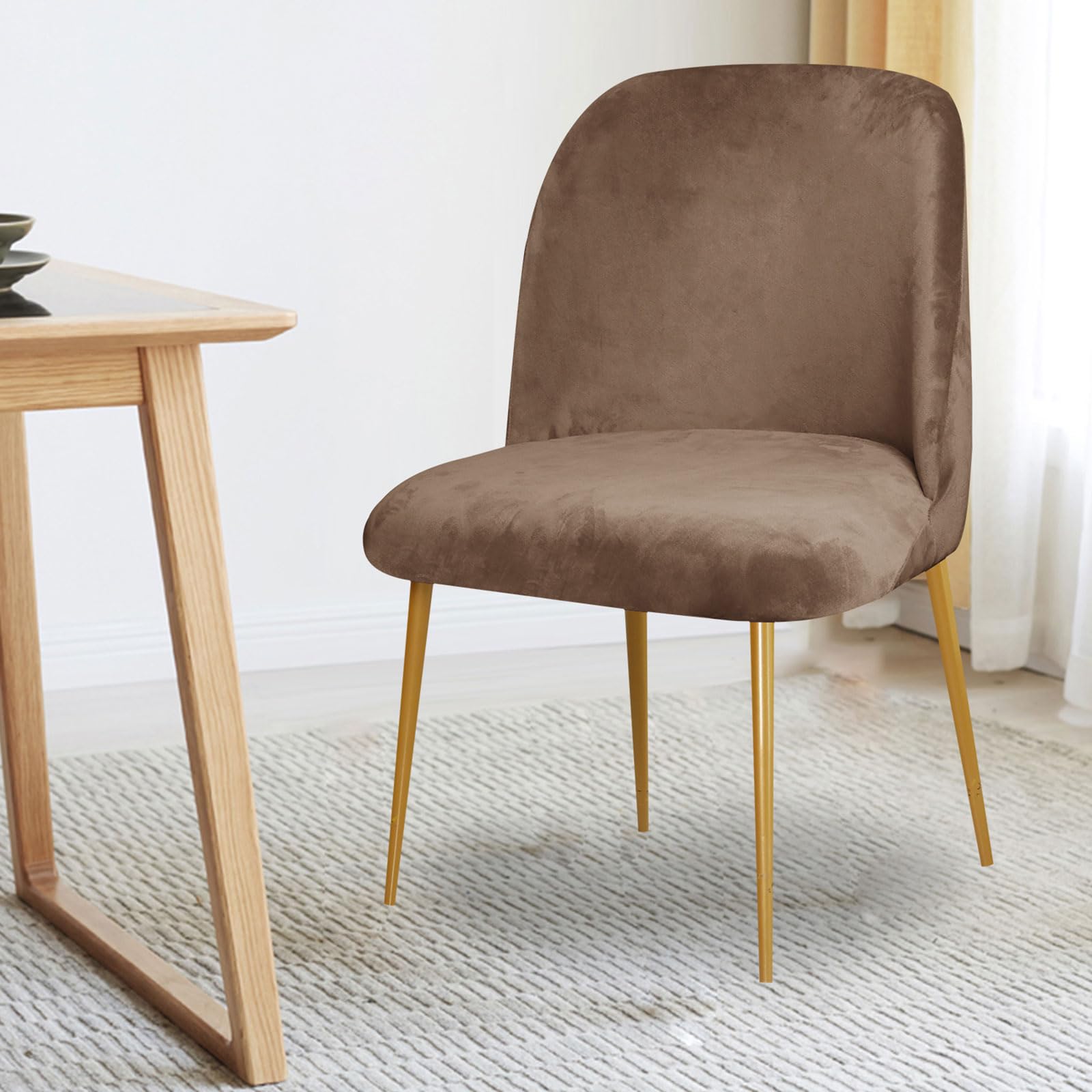 Stuhlhussen für gebogene Esszimmerstühle - 1/2/4/6er Set halbrunde Rückenlehne dekorative Stuhlschutzbezüge dunkelblau langlebig & pflegeleicht ideal für Esszimmer