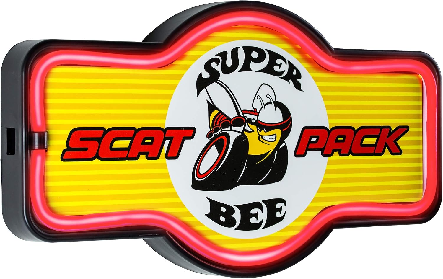 American Art Decor Neon LED Rope Sign - Battery & USB Powered Vintage Light - For Bar, Man Cave, Garage, Game Room & More (Super Bee Scat Pack, 9.5" x 17.25" x 1.5")