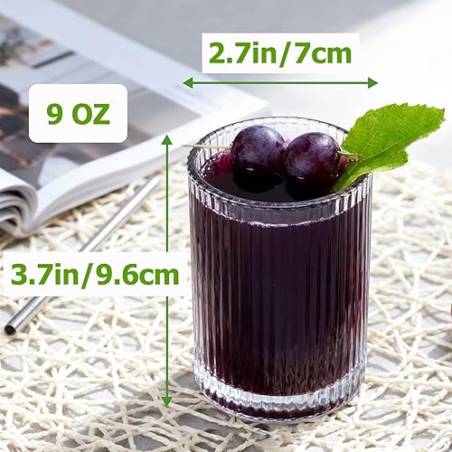 Miniatura 3 de Paquete de 4 vasos de bebida vintage, juego de vasos de cóctel de 9 onzas, vasos de jugo para whisky, refrescos, leche, café