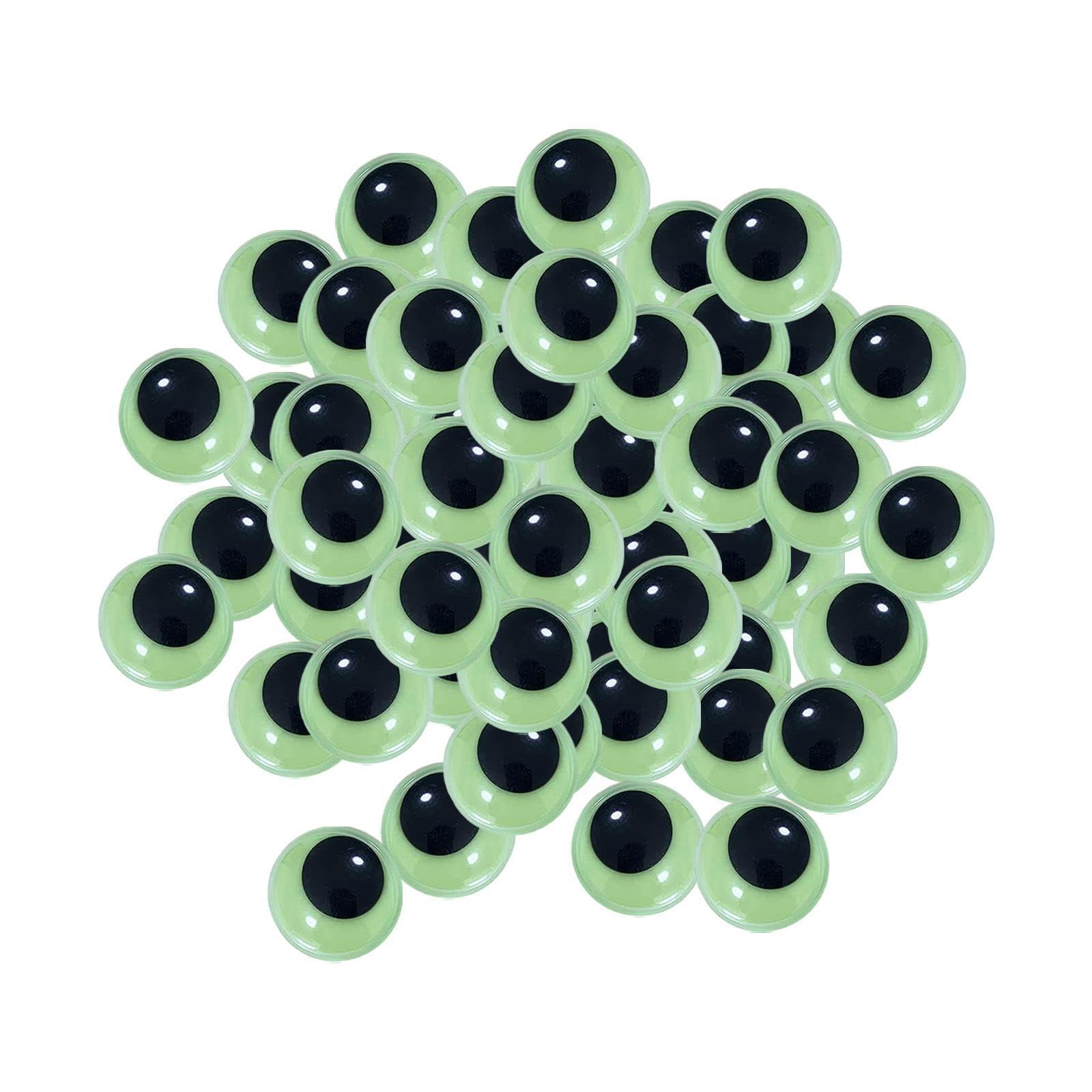 PIXZCSA Ergonomic Sticker Eyes for Scrapbooking and Halloween Crafts Bulk Pack Glow in Dark Googly Wiggle Eyes Self Adhesive Very Convenient to DIY Crafts, Black White, 12mm 50 pcs