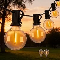 Wweixun2020 Lampade a Catena Esterno G40 30m/100FT, 50Lampadine LED +2 di Ricambio
